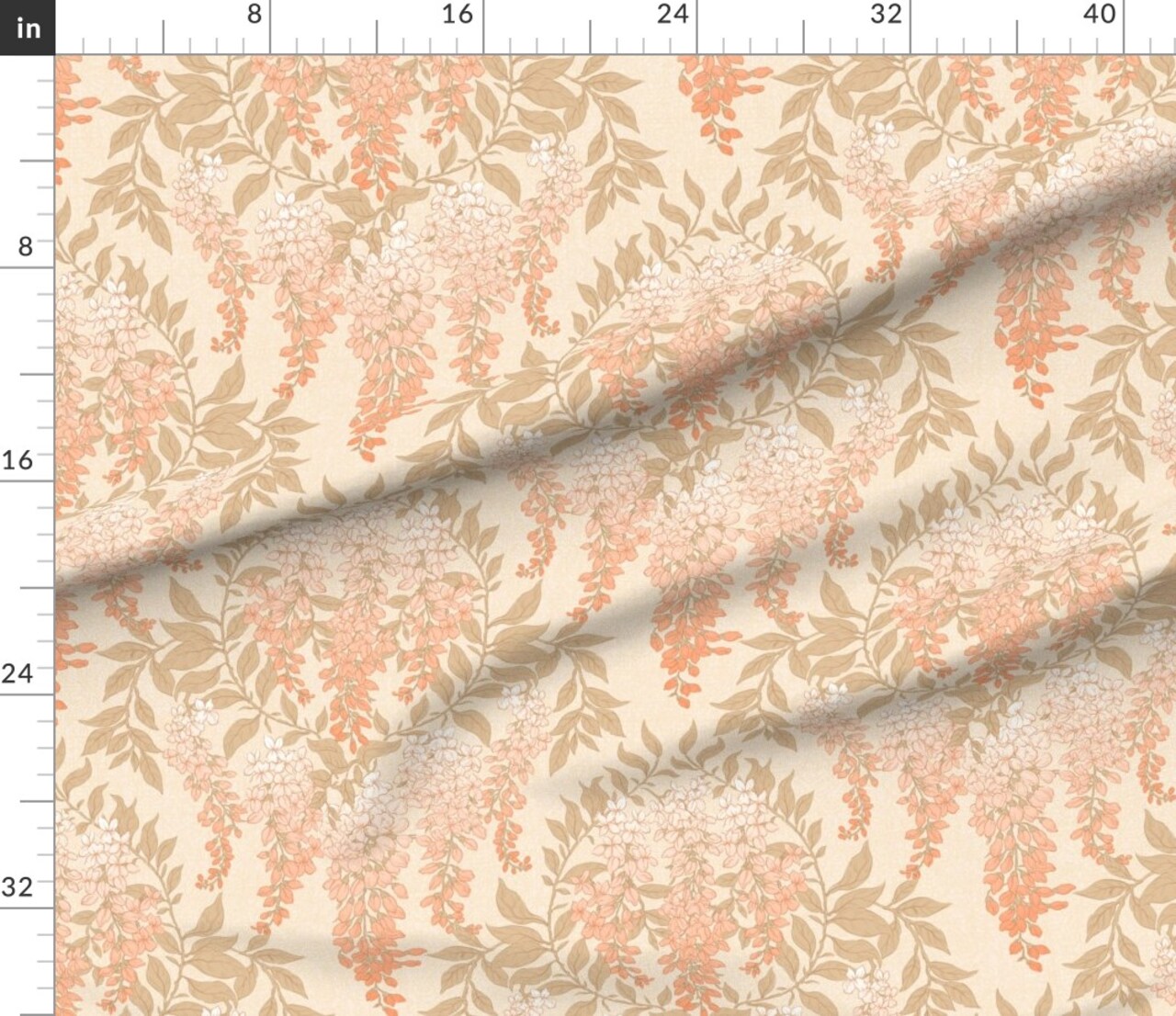 Various Fabrics by the Yard or Fat Quarter Peach Vintage Floral Traditional Botanical Custom Printed Fabric by Spoonflower